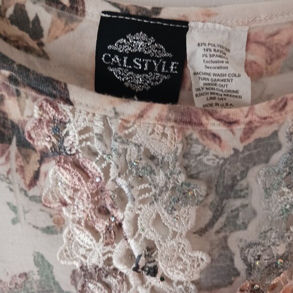 Vintage Cal Style Fairy Lace Beads Floral Dress SzM Whimsigoth Cottagecore Flowy - Picture 3 of 11